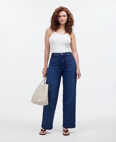 The Curvy Emmett Wide-Leg Jean: Patch Pocket Edition | Madewell Versatile Wide-leg Relaxed Fit Jeans, Mid-rise Medium Wash Wide Leg Pants With Five Pockets, Relaxed Fit Wide-leg Jeans With Welt Pockets, Non-stretch Wide Leg Jeans With Side Pockets, Relaxed Fit Wide Leg Pre-washed Jeans, Pocket Edition, Leg Jeans, Patch Pocket, Madewell