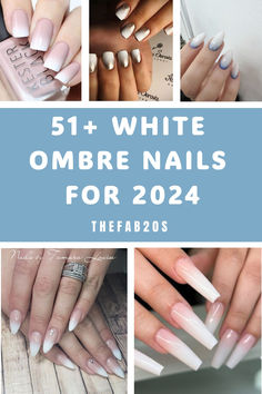 Looking for white ombre nails and white ombre nail designs?! We have SO many white ombre nail ideas whether square, almond, or stiletto, it doesn't matter! We got you covered Nail Ideas Pink And White Ombre, Cream And Gold Ombre Nails, White Ombré Nails With Design, Frombre French Nails, Hombre White Nails, Almond Ombre Nails Designs, Faded White Nails, 0mbre Nails, Square Nail Designs Ombre