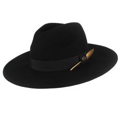 Wide Brim Wool Felt Fedora Hat with Gold Feather Band-Hats-Innovato Design-Black-Innovato Design Classic Black Winter Hat, Black Wide Brim Felt Hat For Winter, Winter Outdoor Fedora With Short Brim, Flat Brim Fedora For Winter Outdoor, Black Winter Fedora For Outdoor Wear, Black Fedora For Outdoor Winter Events, Black Winter Fedora For Outdoor, Classic Black Hats For Cold Weather, Black Hats For Cold Weather In Fall