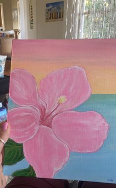 Pink And Yellow Painting Ideas, Cute Things To Paint With Watercolor, Stuff To Paint On A Canvas Easy, Cute Beach Paintings Easy, The Summer I Turned Pretty Painting, Clean Girl Painting Ideas, Flower Painting Acrylic Canvases, Highschool Art Projects, Flower Paintings For Beginners