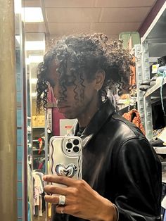 Men With Long Curly Hair Black, Black Male Long Hairstyles, Long Curly Hair Men Ponytail, Bandana Curly Hair Men, Masc Natural Hairstyles, Medium Coily Hair, Curly Masc Hairstyles, Curly Ponytail Men, Curly Hair Ponytail Men