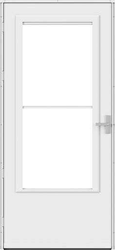 a white door with two windows on each side