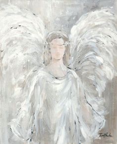 an angel with white wings is shown in this painting