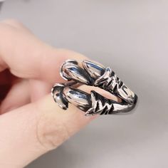 Men's Dragon claw gothic stainless steel ring  | eBay Gothic Claw Rings As Gift, Gothic Claw Shaped Metal Rings, Edgy Silver Metal Rings, Gothic Stainless Steel Metal Ring Jewelry, Edgy Silver Open Ring Jewelry, Gothic Silver Stainless Steel Ring, Silver Punk Claw Rings, Silver Metal Jewelry With Claw Shape, Gothic Claw Jewelry Gift