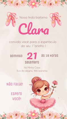 a poster with an image of a ballerina holding a flower in her hand and the words clara on it