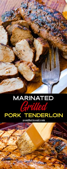 marinated grilled pork tenderloin with parmesan cheese on the side