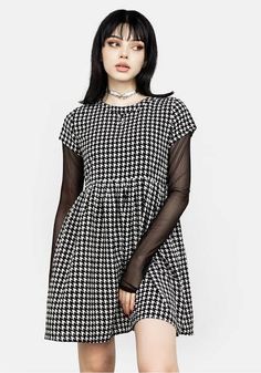 Witchy Fashion, Houndstooth Dress, Casual Fit, Street Chic, Metal Hardware, Alternative Fashion, Skater Dress, Aesthetic Clothes, Diy Clothes