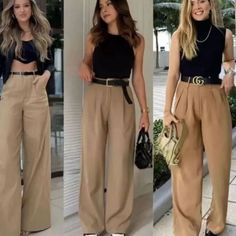 Nwt High Waisted Pants Beige Pants Outfit, Outfit Formal Mujer, Conference Outfit, Pants Outfit Work, 2024 Fits, Dress Pants Outfits, Wide Leg Pants Outfit, Spring Work Outfits, Business Casual Outfits For Women