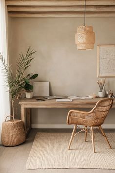 Japandi Office Design, Japandi Office, Cozy Japandi, Japandi Home Office, Balinese Interior, Bali Decor, Bedside Table Decor, Content Studio, Peaceful Space