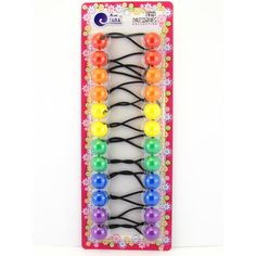 an assortment of multicolored beads in a package