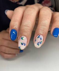 Spring Nail Art Designs Pretty, Nails With Blueberries, Blueberry French Nails, Blueberry Nails Acrylic, Now Nails, Blueberry Nail Design, Blueberry Nail Art, Blueberry And Cherry Nails, Blueberry Nails