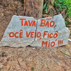 two rocks that have been placed next to each other on the ground with words written on them