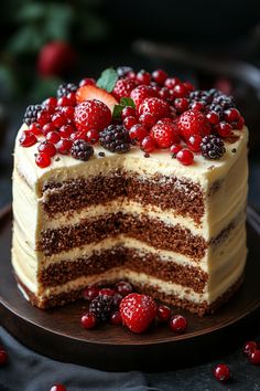 there is a cake with berries on it