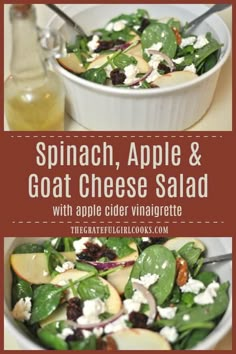 spinach, apple and goat cheese salad with apple cider vinaigrette