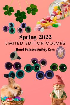 Spring 2022 Safety Eyes Hand Painted for Arts & Crafts Projects Easter Season, Bunny Rabbits