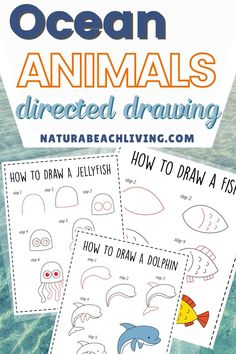 ocean animals directed drawing activity for kids to learn how to draw and color with their own hands