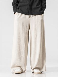 Extra Wide Leg Pants, Man Street Style, Mens Wide Leg Pants, Korean Fashion Jeans, Jogging Pants Men, Loose Linen Pants