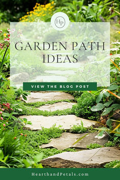 Flagstone garden path with lush green plants and colorful flowers. Flagstone Paths In Garden, Plants Between Stepping Stones, How To Make A Garden Path, Flagstone Pathway Ideas, Garden Paths And Walkways Cool Ideas, Cottage Garden Paths, Backyard Sitting Area, Garden Pathway Ideas, Garden Paths And Walkways