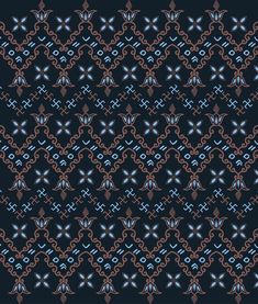 a blue and brown abstract design on a black background