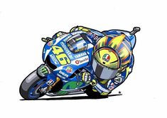 a drawing of a person riding a motorcycle on a race track with the number 13 yamaha