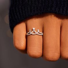 Combined with a meaningful message card, this sweet crown ring makes for a perfect motivational gift for a beloved daughter. Crown Rings, Diamond Crown Ring, Crown Ring Princess, Dream Rings, Wedding Ring Shapes, Crown Ring, Tiaras And Crowns, Girls Jewelry, Fashion Accessories Jewelry