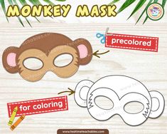 a monkey mask with the words for coloring