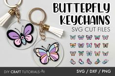 butterfly keychains svg cut files with tassels and clippings