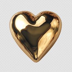 a gold heart shaped object on a transparent background