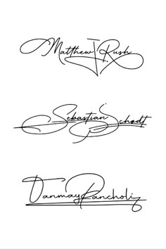 three signed autographs are shown in black and white, with the same signature on them