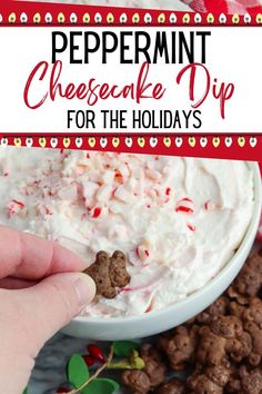 Peppermint Cheesecake Dip Peppermint Cheesecake Dip, Sweet Dip, Cheesecake Dip Recipe, Cold Dip Recipes, Dip Recipes Hot, Party Dip Recipes, Crock Pot Dips, Peppermint Cheesecake, Refreshing Snacks