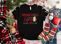 "Looking for a unique and special Christmas gift? Look no further than the Griswold and Company Premium Eggnog Chicago IL Est 1989 Shirt! This festive shirt features a retro design of a family enjoying a Christmas vacation in Illinois in 1989. Buy now and enjoy a festive Christmas season with your loved ones! Welcome to the cozy corner of creativity! Our store is pleased to introduce our collection of quality t-shirts, sweatshirts, and hoodies that blend comfort, style, and self-expression. Embrace the warmth of our garments and let your unique personality shine through!  🎨 From trendy and chic to quirky and fun, our designs cater to all tastes and moods, making it easy to find the perfect match for your individuality. 🌟 Stand Out from the Crowd: Express yourself fearlessly! Whether you' Griswold Christmas Shirts Couples, National Lampoons Christmas Vacation Shirts, Griswold Christmas Sweatshirts, Griswold Christmas Tshirt, National Lampoon's Christmas Vacation Svg Shirts, 1989 Shirt, Special Christmas Gift, Funny Xmas, Xmas Shirts