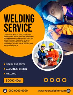 a flyer for welding service with an image of two workers