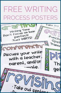 free writing process posters with the words