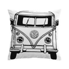 a black and white drawing of a vw bus