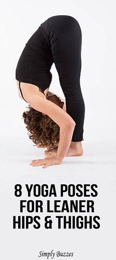 a woman doing yoga poses for leaner hipss and thighs