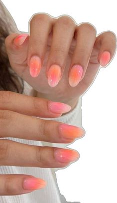 Teen Nails, Orange Nail Designs, Peach Sorbet, Airbrush Nails, Cute Simple Nails, Studded Nails, Coffin Shape Nails