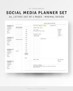 the social media planner set is shown in black and white