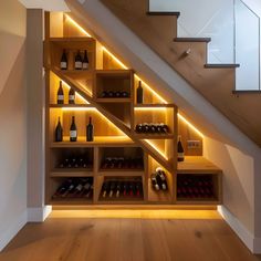 Under stairs wine store. Contemporary Staircase Design, Storage Lighting