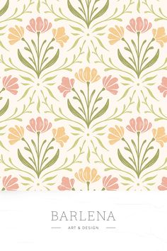 the back side of an art and design wallpaper with flowers in pastel colors