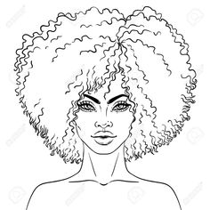 a drawing of a woman with curly hair