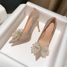 Color: Champagne, style: 5cm, Size: 38 Crystal High Heels, French Shoes, Hak Tinggi, Fancy Heels, New Bride, Elegant Flats, Fashion Shoes Heels, Cute Shoes Heels, Shoes Heels Classy