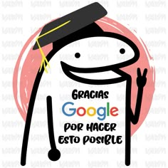 a person with a hat on their head and the words google por hacer est posice