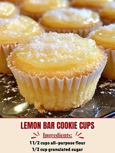 lemon bar cookie cups on a baking sheet with instructions for how to bake them