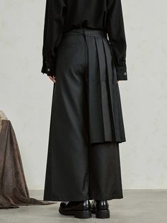 Women Yamamoto Diablo High Waist Pleated Pants with Detachable Skirt Wide Leg Baggy Pants Dark Style Trousers Y2K Streetwear - AliExpress