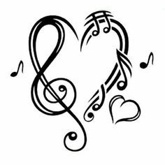 music notes in the shape of a heart