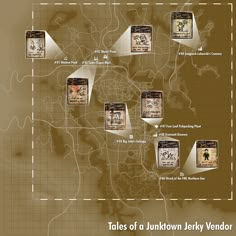 a map with several different items on it and the words tales of a unknown kentucky vendor