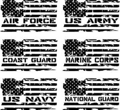 four us navy flags with the words air force, coast guard, marine and u s navy