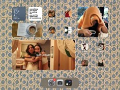 the collage shows two women with their arms around each other, one holding a coffee cup