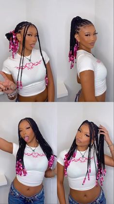 Knotless braids with beads, Pretty Braided Hairstyles, Girls Hairstyles Braids, Hairstyles Summer