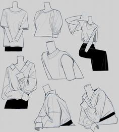 sketches of different types of sweaters on mannequin's head and shoulders